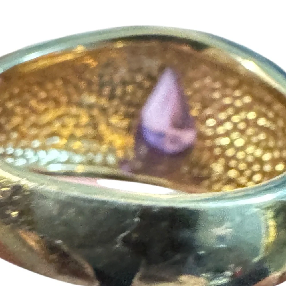 ✨ Vintage Gold-Tone Cocktail Ring w/ Pink Teardrop Stone & Crystal Accents